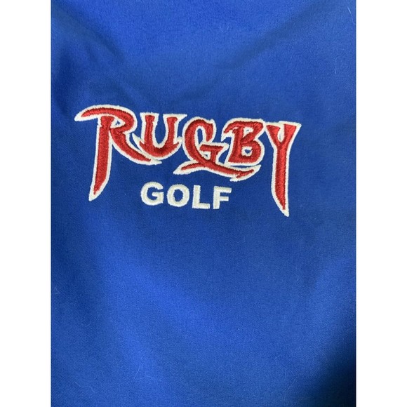 Badger Sport Pullover Windbreaker Lined Jacket Sz M Blue White Rugby Golf - Picture 8 of 10